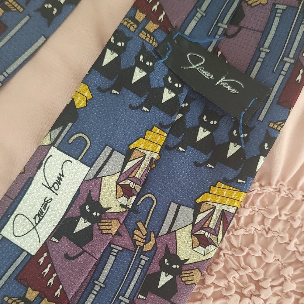 James Vann Tuxedo Cat Silk Tie 4